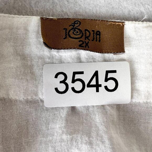 Jorja Long Sleeve Top Blouse Plus Size White Blue Boho Style 2X Tassel - Picture 13 of 14